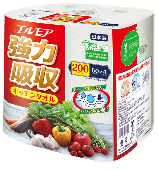 エルモア強力吸収キッチンタオル4R(16パック)