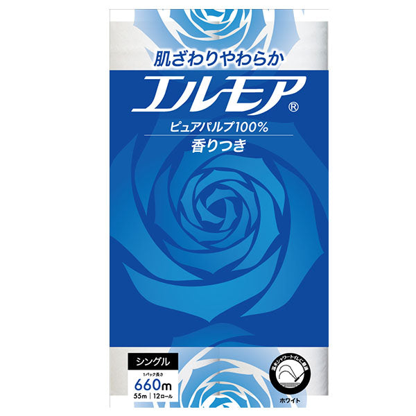 エルモア トイレットロール 12R シングル55m 花の香り (8パック入)
