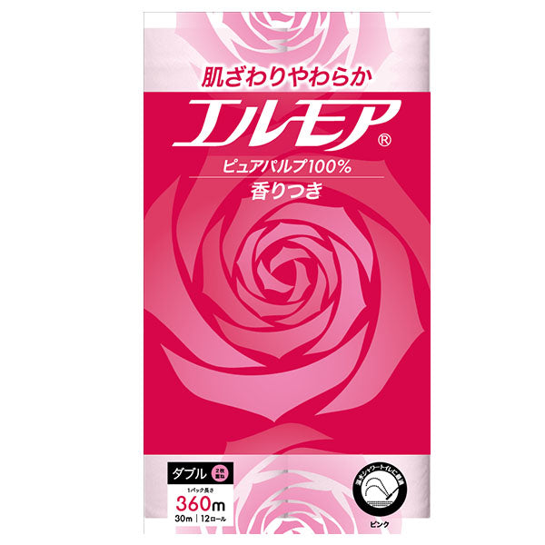 エルモア トイレットロール 12R ピンクダブル30m 花の香り
