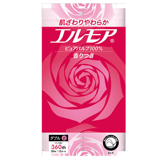 エルモア トイレットロール 12R ピンクダブル30m 花の香り