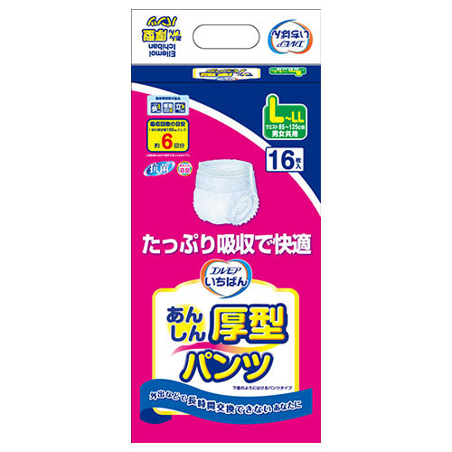 エルモアいちばん あんしん厚型パンツ LーLL 16枚 (4パック入)
