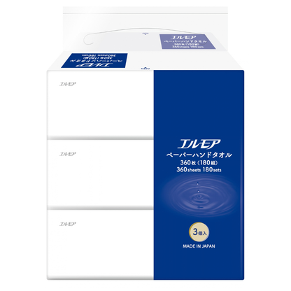 【新商品】エルモア ペーパーハンドタオル180W3P(12パック入り）