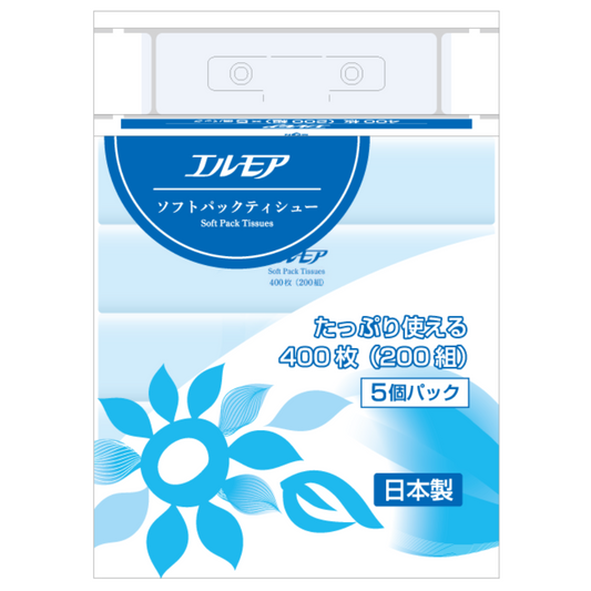 エルモア ソフトパックティシュー200W5組(18パック入)