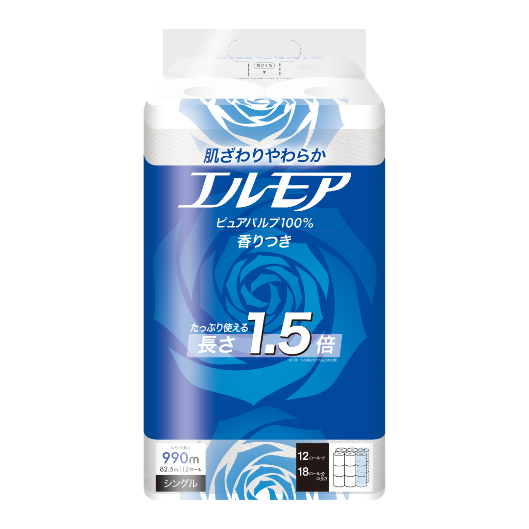 エルモア 1.5倍巻 12ロールシングル（6パック入）