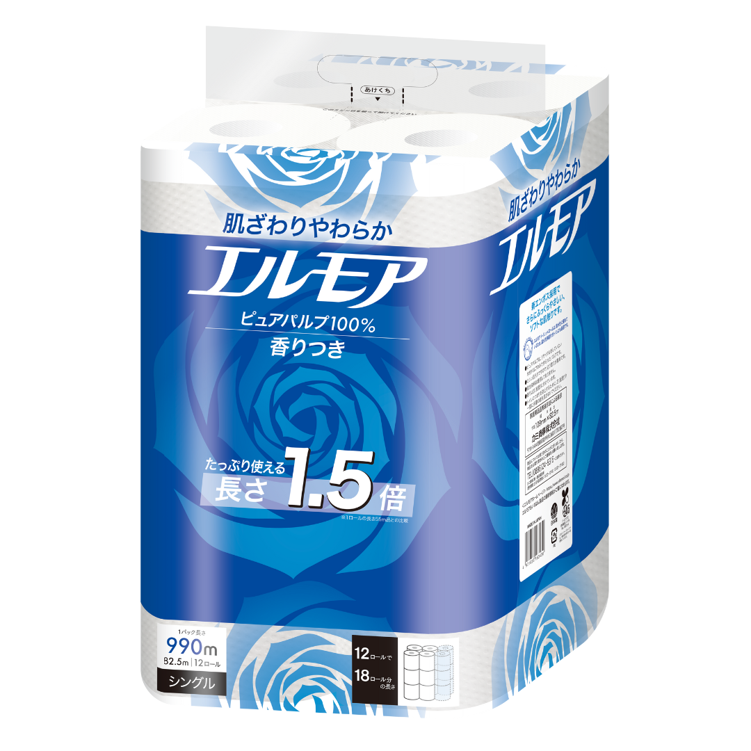 エルモア 1.5倍巻 12ロールシングル（6パック入）