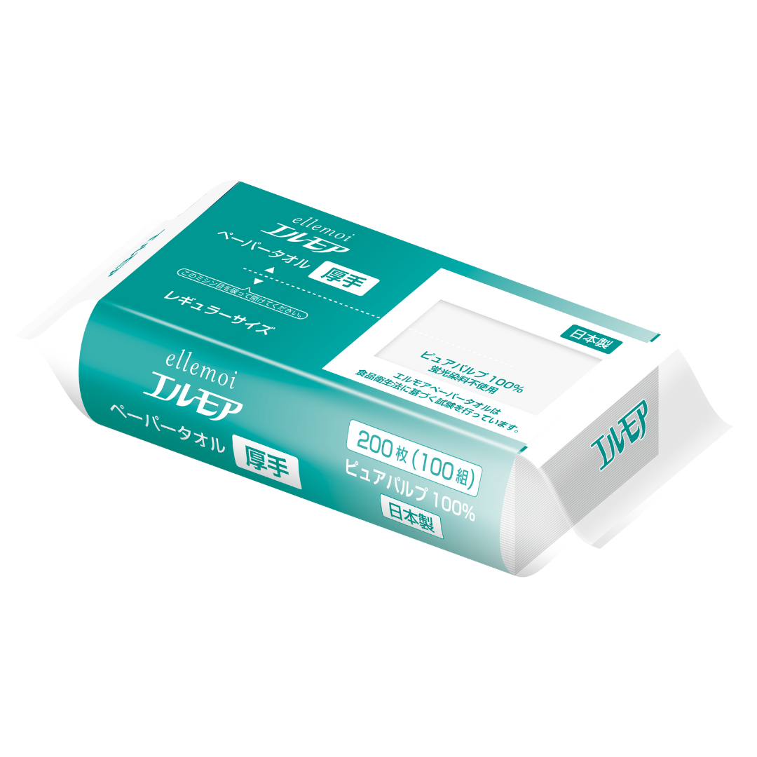 エルモア ペーパータオル レギュラーサイズ厚手 100W（24パック入）